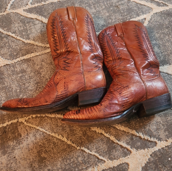 Dan Post leather and lizard skin cowboy boots - Picture 6 of 9